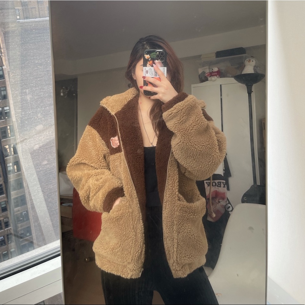 Hooded Brown Teddy jacket size Small
